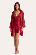 Ensemble Scarlett nuisette courte satin rouge dentelle - face