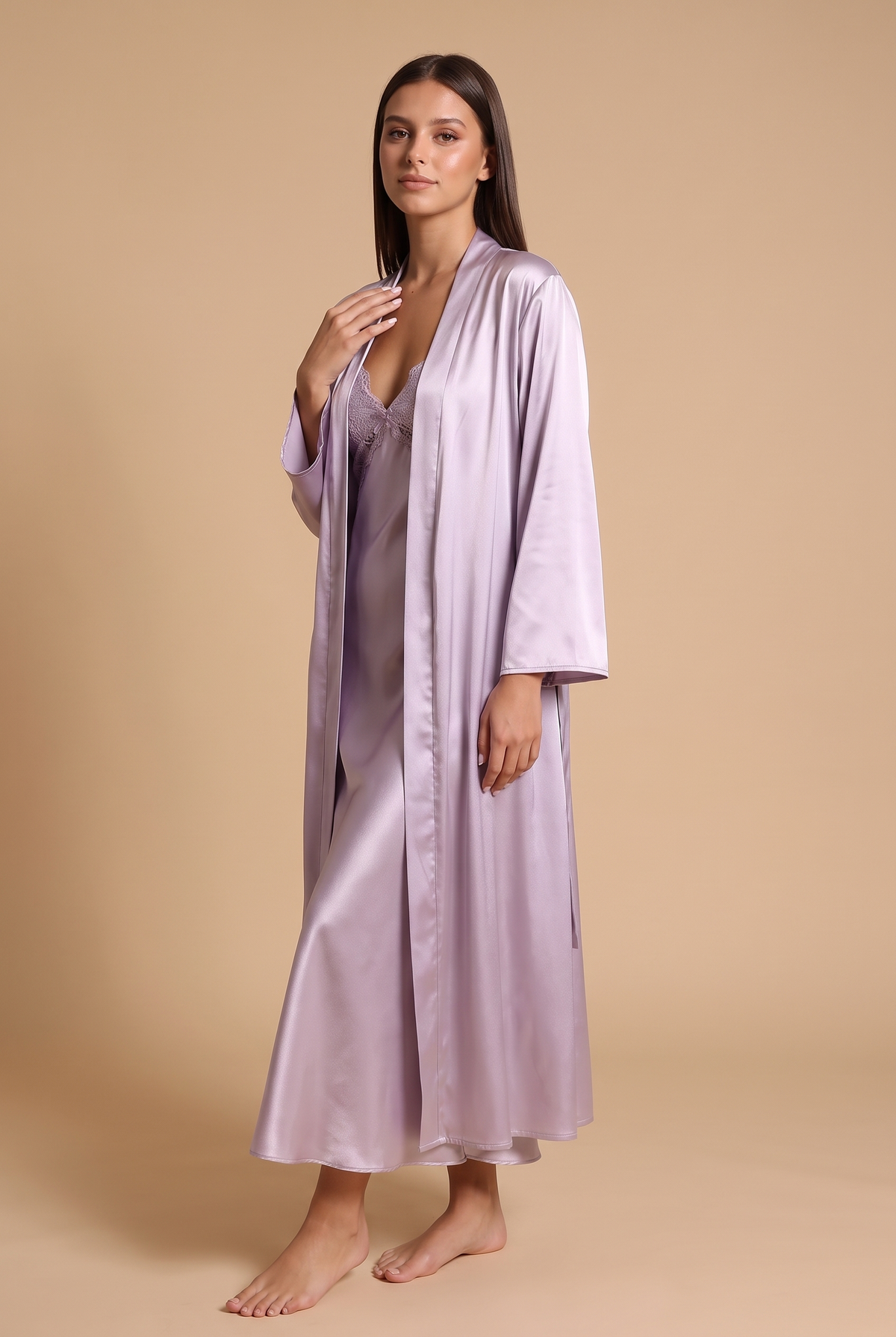 Ensemble Iris - drapé satin lilas