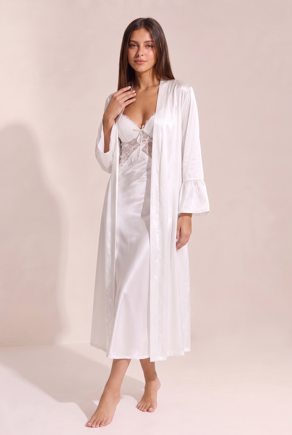 Ensemble Diane - peignoir long satin